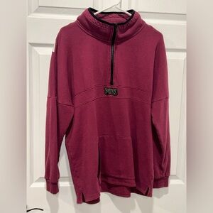 Victoria Secret Womens Maroon 1/4 Zip Long Sleeve Pullover Sweater Size Large‎